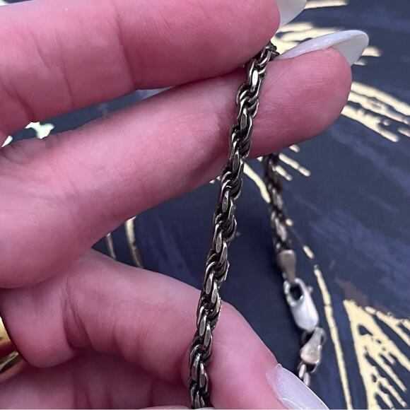 Vintage 80s Thick Unisex 925 Sterling Silver Twisted Rope Bracelet A3 - Picture 5 of 9